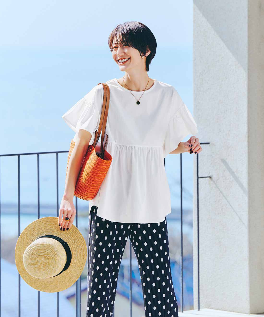 IEDIT［イディット］|テーパード プリーツ ドットパンツ 〈ブラック〉のコーディネート