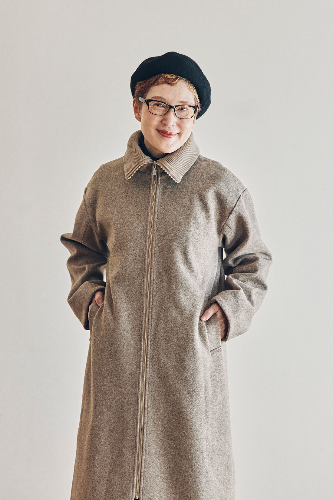 Sunny clouds|サニークラウズ リブ衿ロングコート〈レディース〉