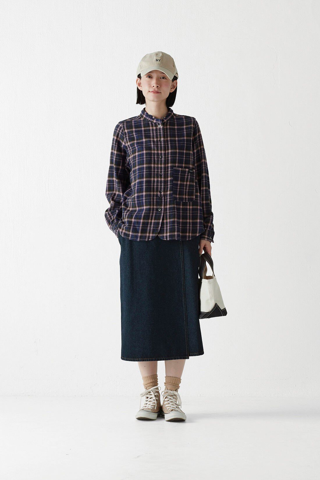 Sunny clouds|サニークラウズ 普段着チェックシャツの会〈レディース〉|モデル身長162cm/着用サイズM
