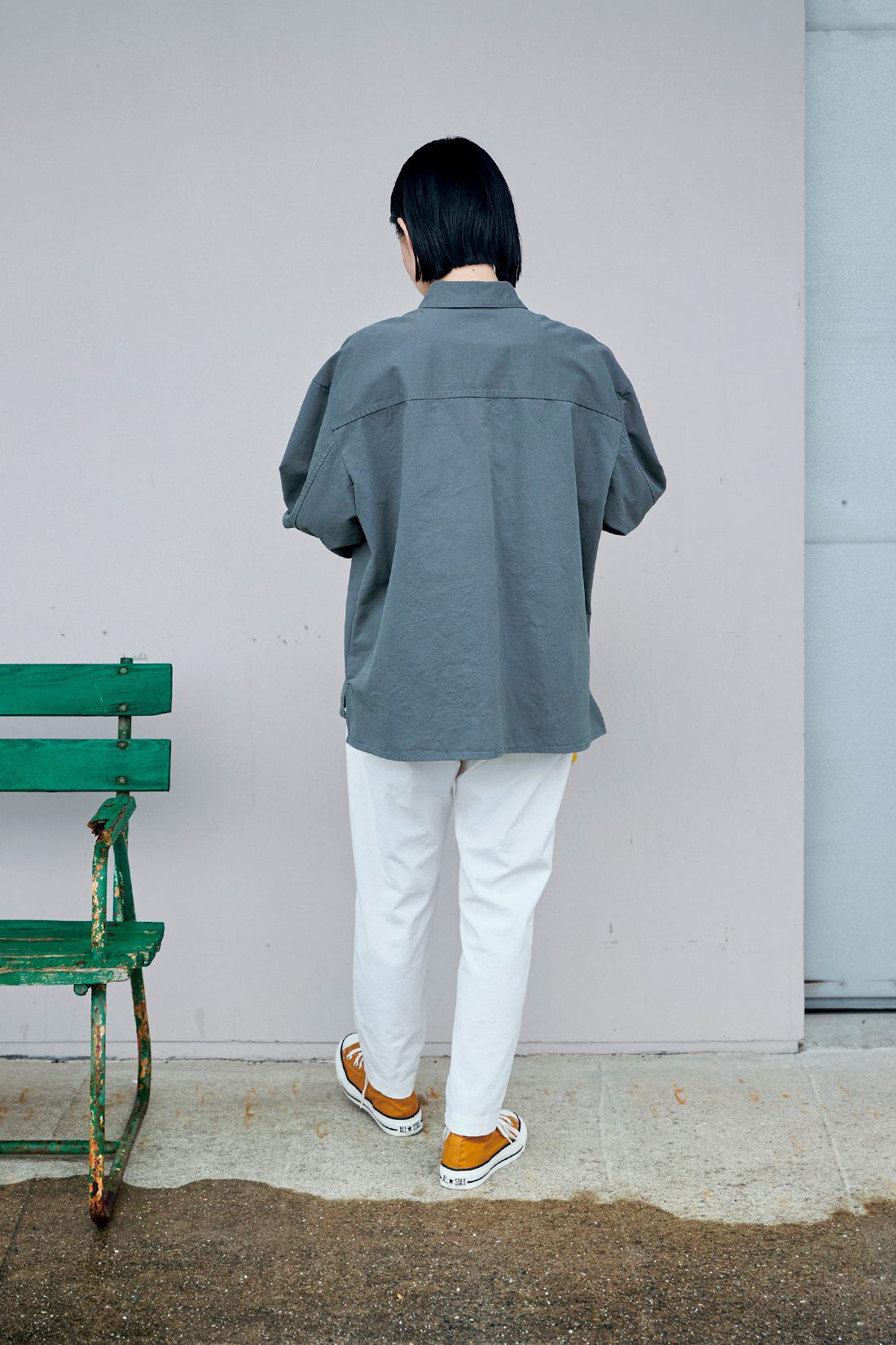 Sunny clouds|サニークラウズ カバーオールシャツ〈レディース〉|身長162cm/トップスMサイズ/ボトムスMサイズ