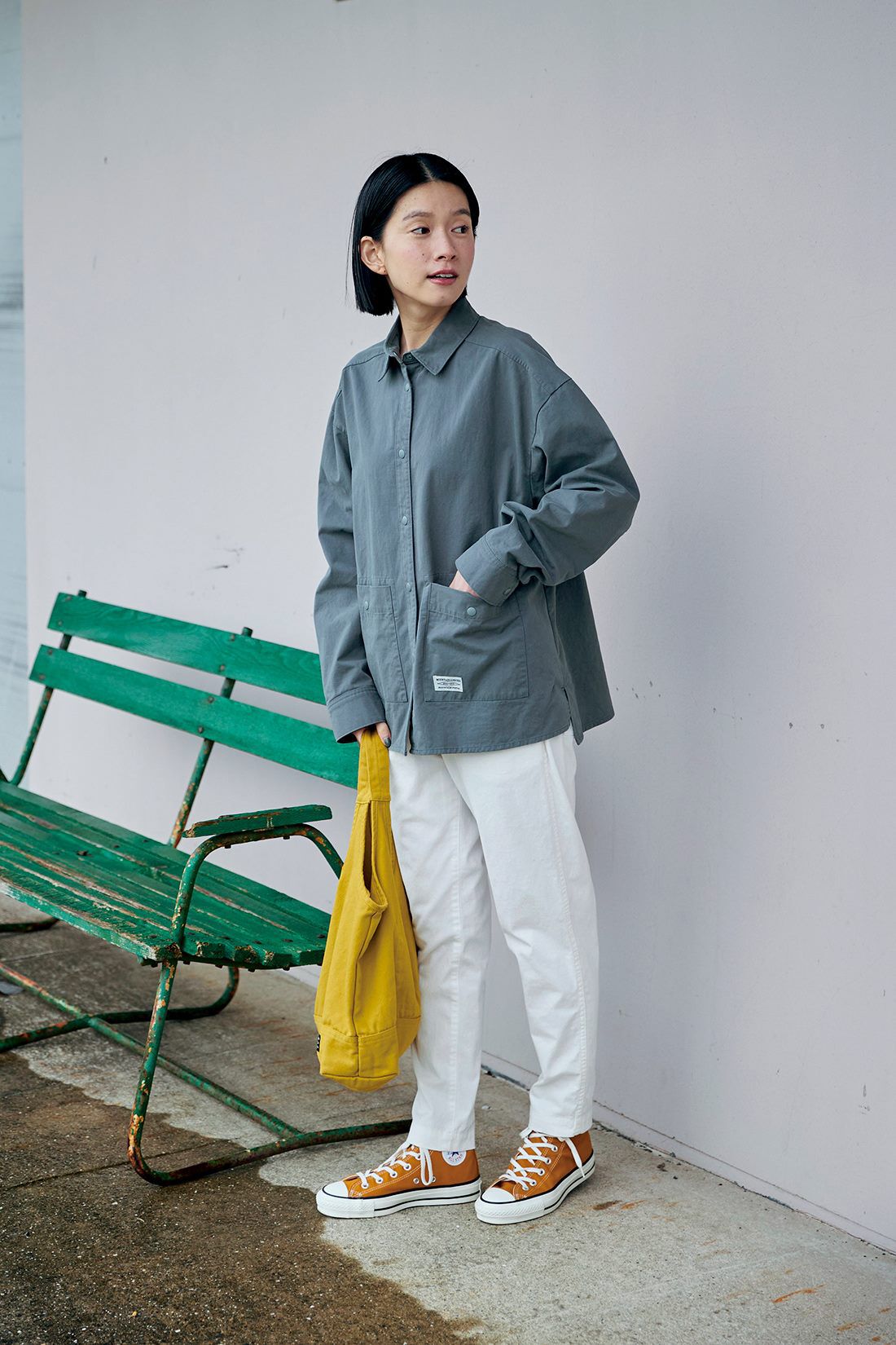 Sunny clouds|サニークラウズ カバーオールシャツ〈レディース〉|身長162cm/トップスMサイズ/ボトムスMサイズ