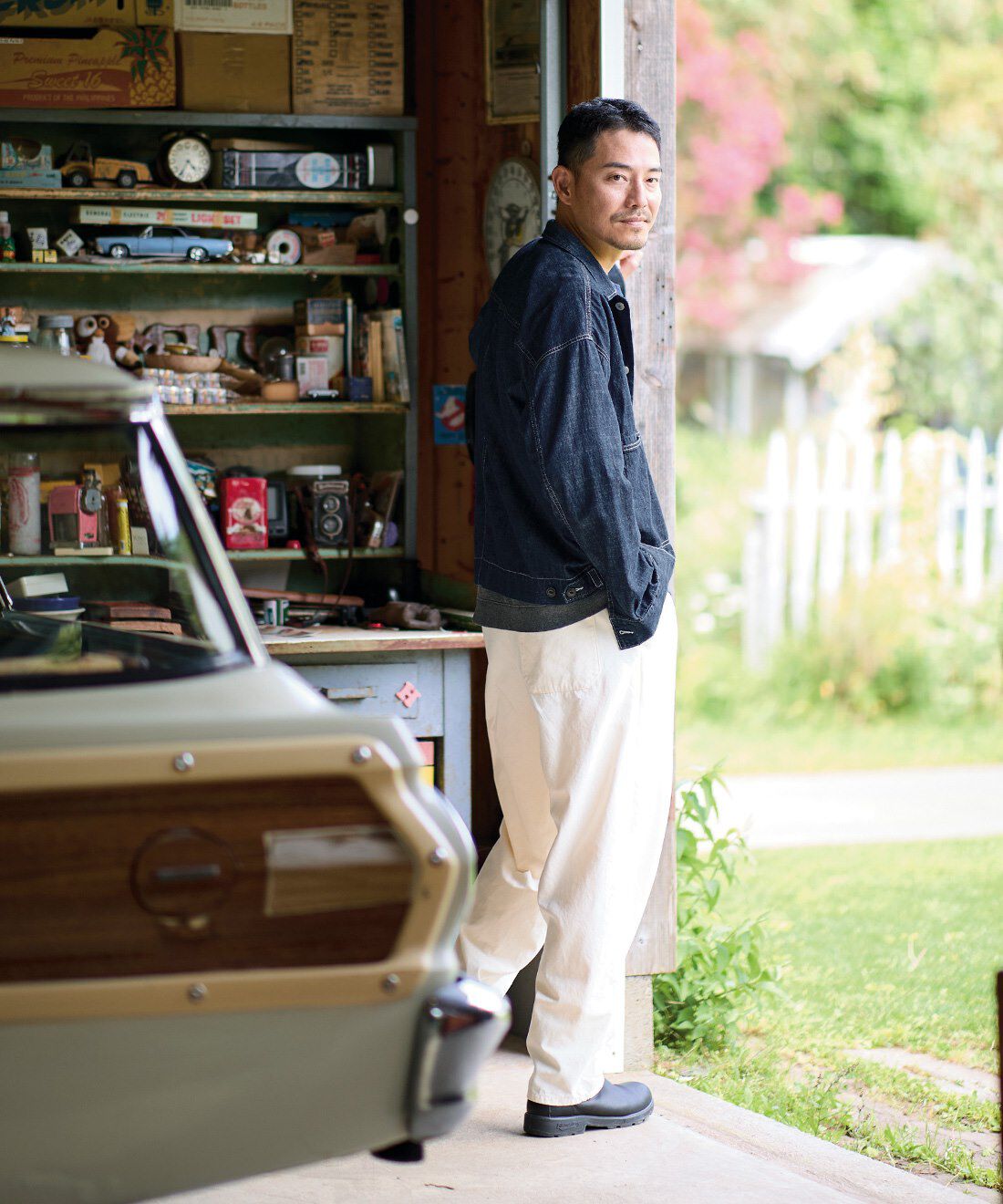 Sunny clouds|サニークラウズミニ裏毛で作ったＴシャツ〈メンズ〉とサニークラウズ素敵な白パン〈メンズ〉のコーディネート