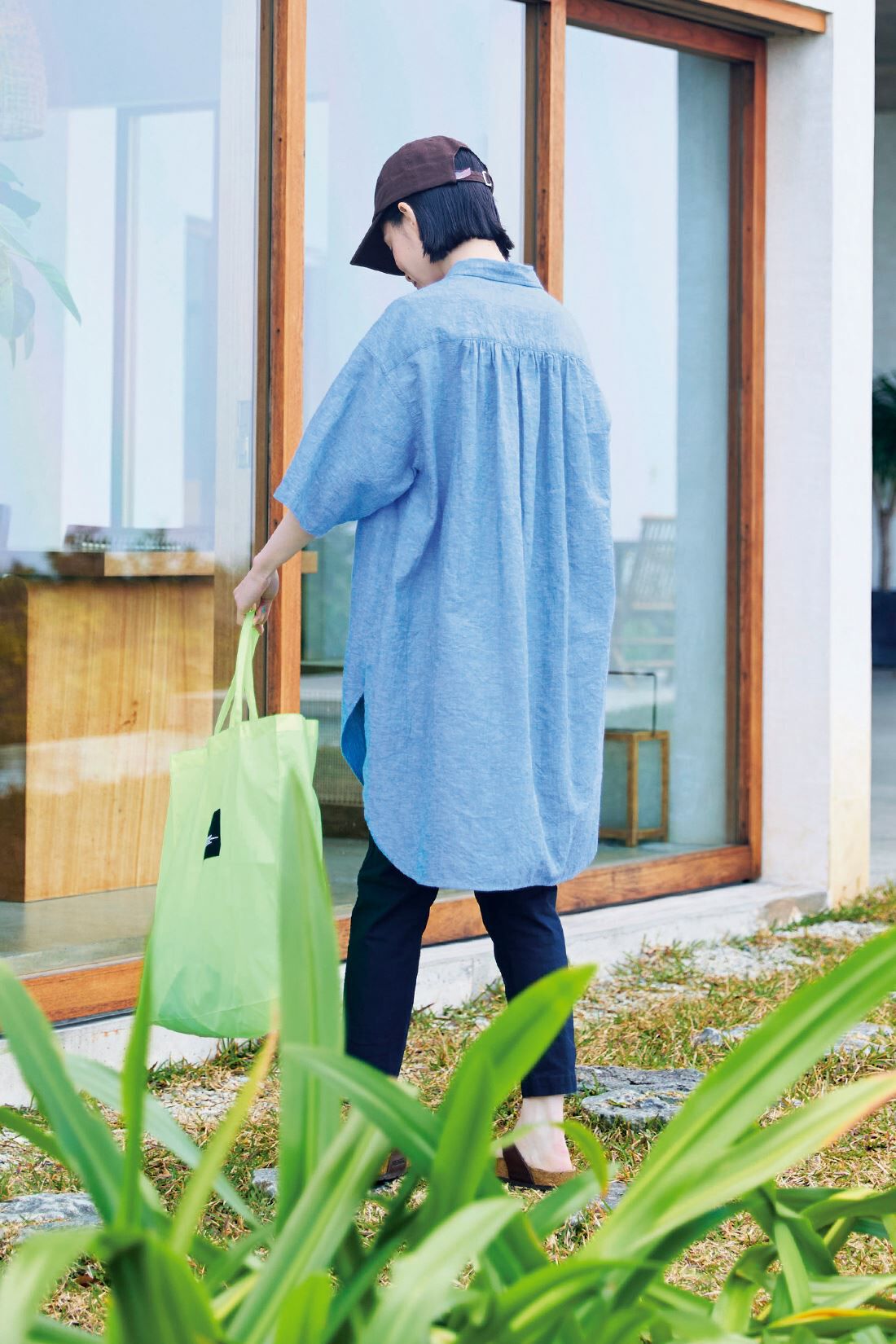 Sunny clouds［サニークラウズ］|サニークラウズ　シワっとロングシャツ〈レディース〉シャンブレー|身長162cm/トップスMサイズ/ボトムスMサイズ