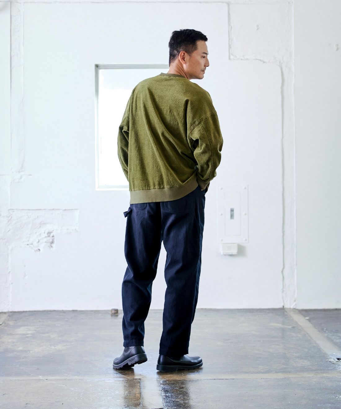 Sunny clouds|サニークラウズ　ストレッチコールのトレーナー〈メンズ〉抹茶