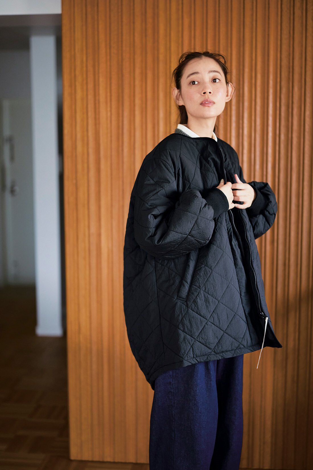 and myera|ａｎｄ　ｍｙｅｒａアランセーター〈チャコール〉のコーディネート