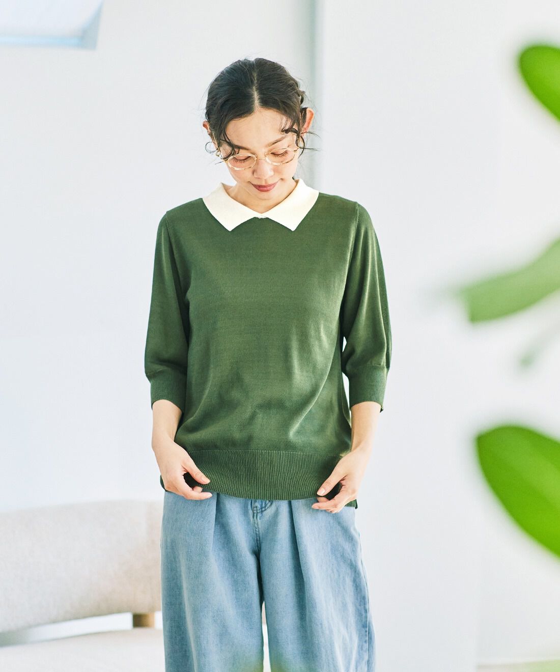 and myera［アンドマイラ］|クレリックニットポロシャツの会のコーディネート