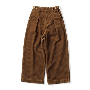 コーデュロイ ワイドパンツ〈茶色〉