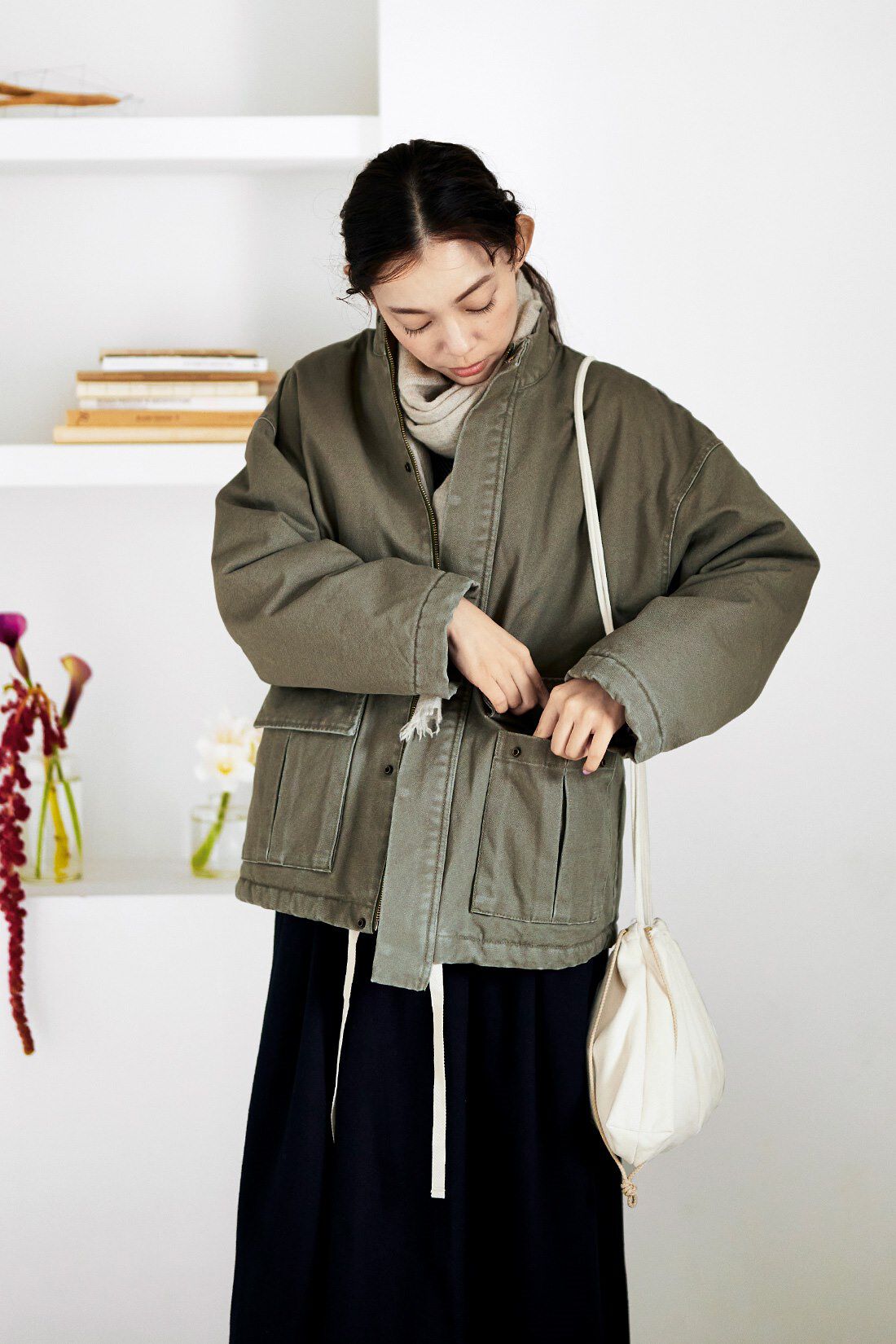 and myera|and myera フェイクスエードのきんちゃくバッグ