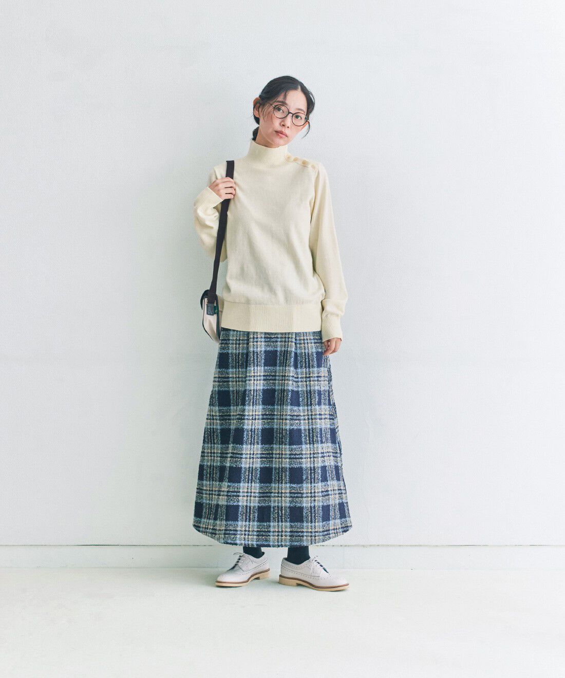 and myera［アンドマイラ］|and myera ヴィンテージチェックスカート〈紺〉