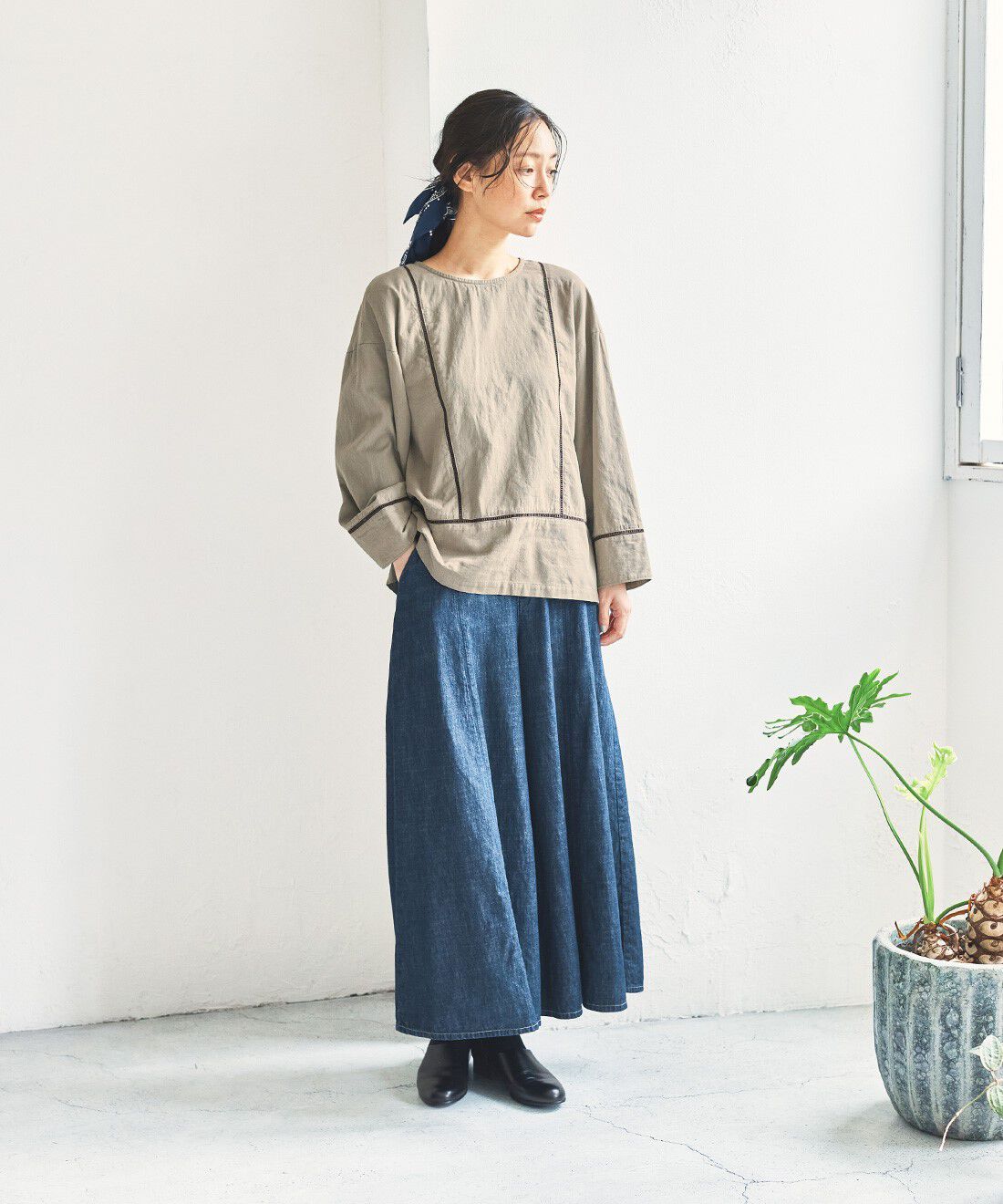 and myera［アンドマイラ］|and myera フレアたっぷりのデニムキュロパン