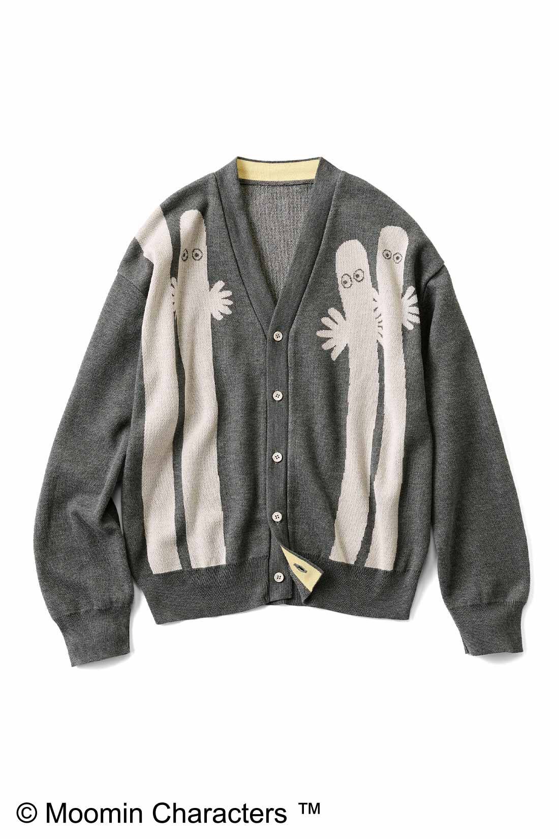 シロップ．|ムーミン ムーミンと仲間たち ニョロニョロ ニットカーディガン|右前仕様なので小柄な男性にも。メンズMサイズの方はLがおすすめ。