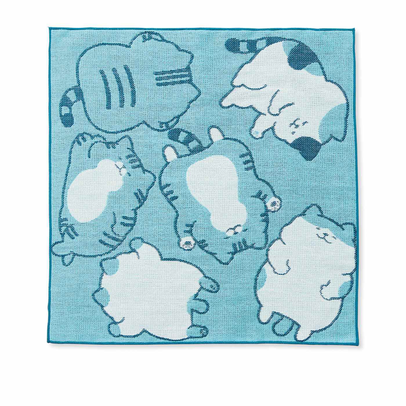 猫部|はる蔵さんの描く　もっちり猫さんのジャカード織りハンカチの会|〈ごろ寝〉