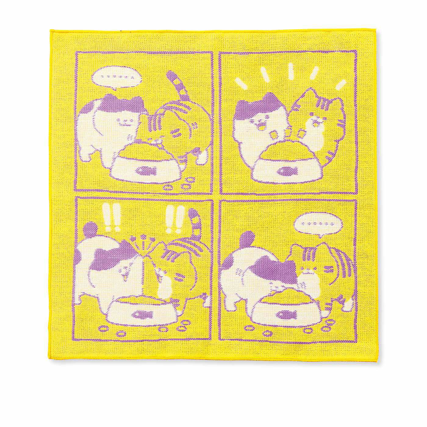 猫部|はる蔵さんの描く　もっちり猫さんのジャカード織りハンカチの会|〈もぐもぐ〉