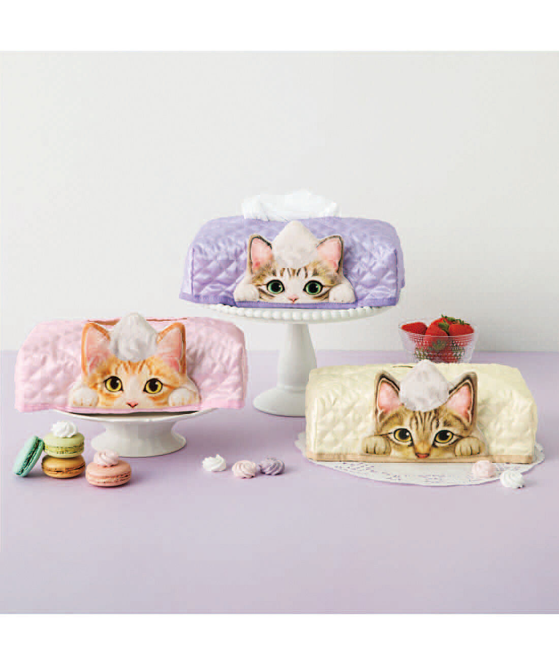 猫部|猫さんにホイップがちょこん　ケーキみたいなボックスティッシュカバーの会