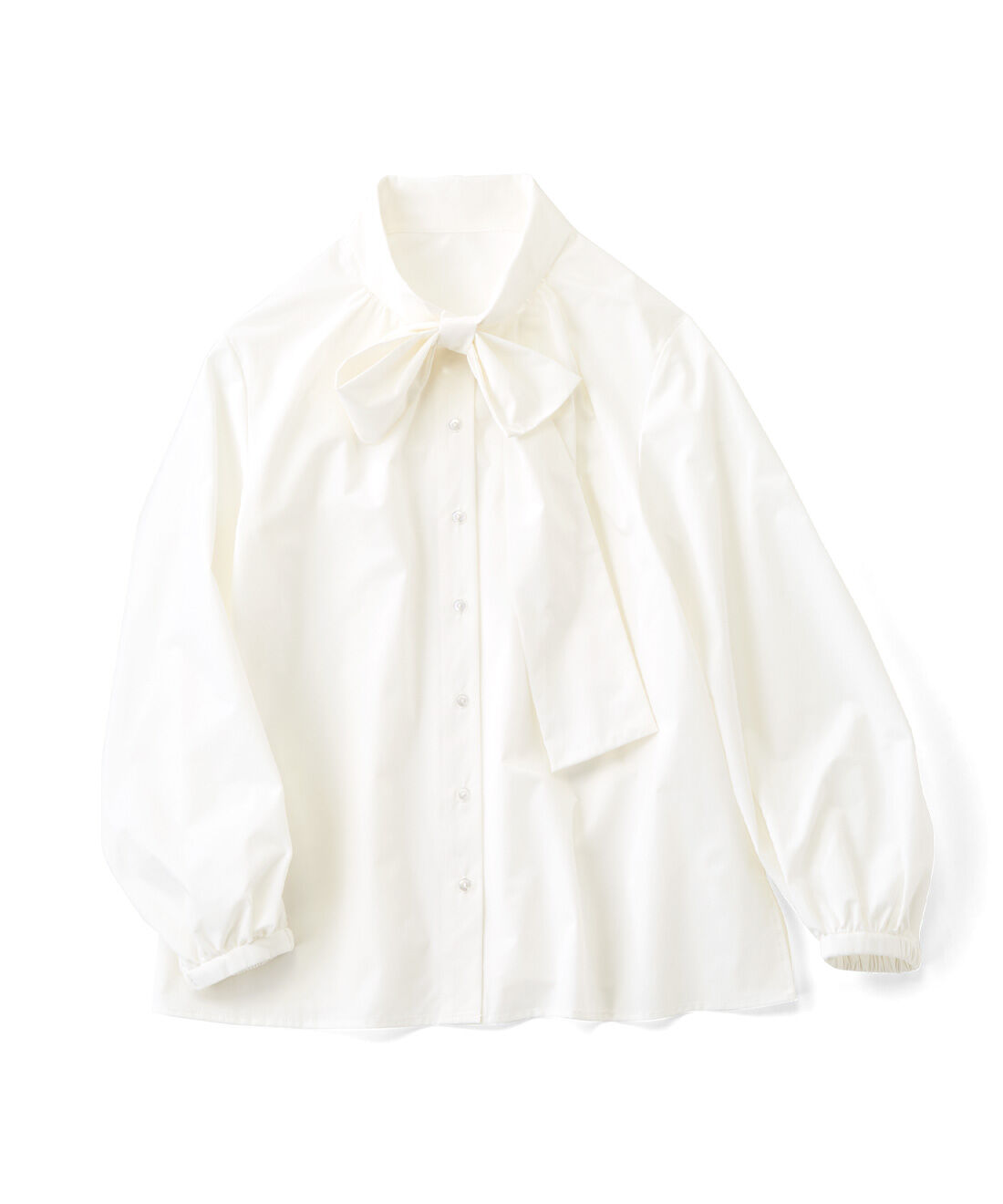 DRECO by IEDIT|【3～10日でお届け】IEDIT[イディット]　ループ付きで簡単に華やぐ ボウタイブラウス〈ホワイト〉|ホワイト