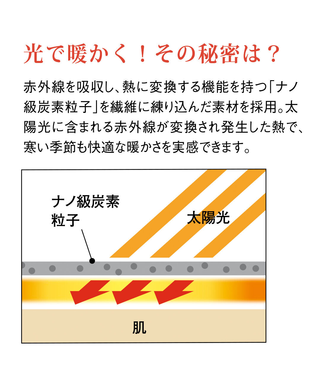 DRECO by IEDIT|【3～10日でお届け】IEDIT[イディット]　光を熱に変えてあったか快適 スラッとぬく伸び 光吸収発熱ワイドパンツ〈ブラック〉|赤外線を吸収し、熱に変換する機能を持つ「ナノ級炭素粒子」を繊維に練り込んだ素材を採用。太陽光に含まれる赤外線が変換され発生した熱で、寒い季節も快適な暖かさを実感できます。