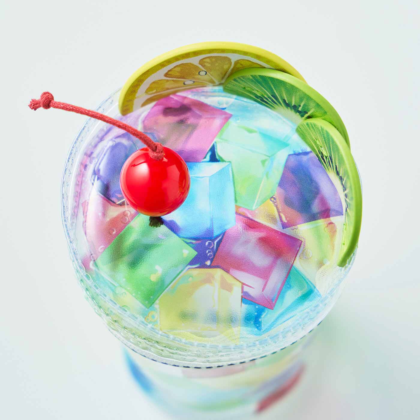 YOU＋MORE！［ユーモア］|YOU+MORE!　喫茶ソワレをいつでも愉（たの）しむ ゼリーの誘惑ポーチの会|上から見てもゼリーたっぷり。チェリーはビーズで再現。