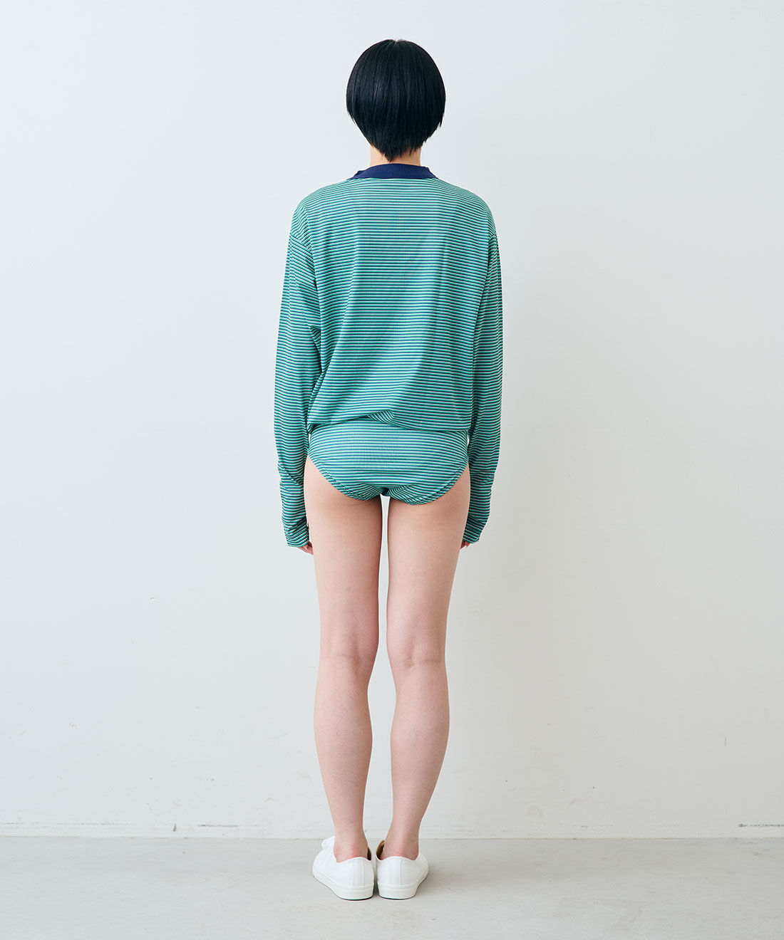 シロップ．特急便|【WEB限定・3～10日でお届け】miller ボーダーラッシュガード〈テラコッタオレンジ〉【シロップ．バスケット】|モデル身長:163cm ※お届けのカラーとは異なります。