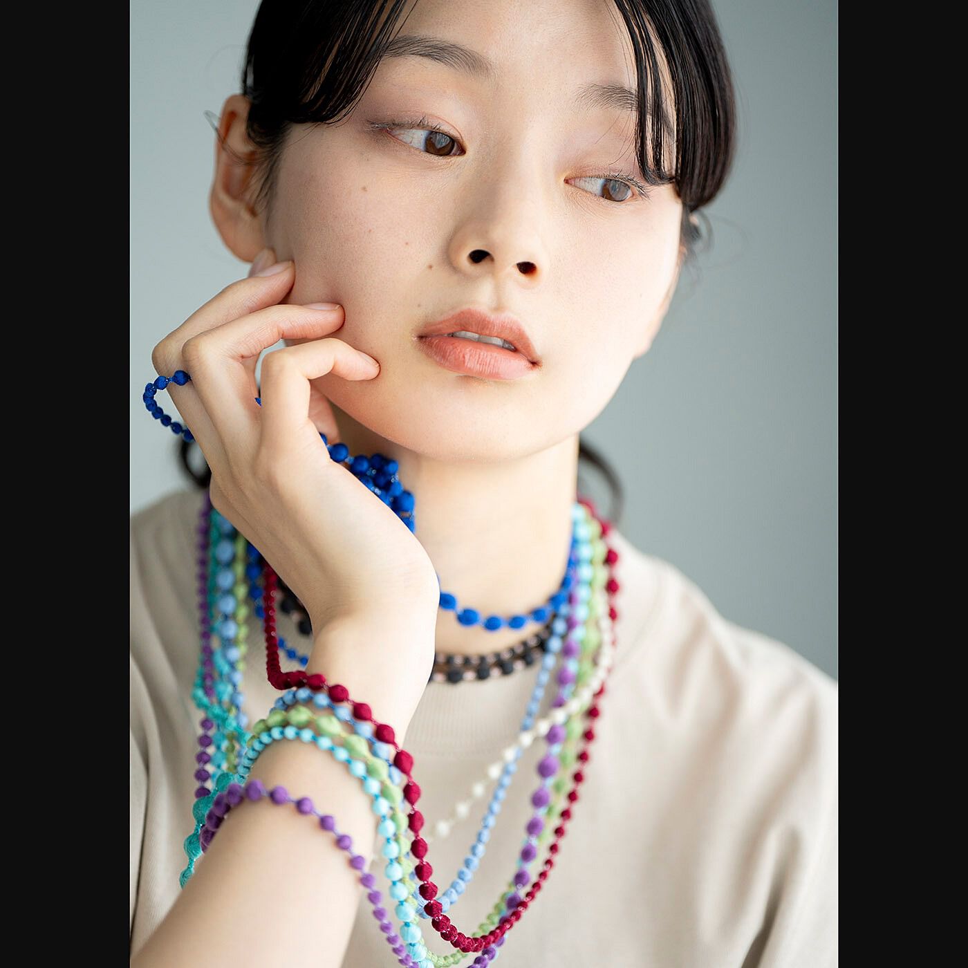 日本職人プロジェクト（Pre-order）|群馬の刺繍工房が作った　誕生石色の刺繍珠ネックレス〈トパーズイエロー色・11月生まれ〉[日本製]