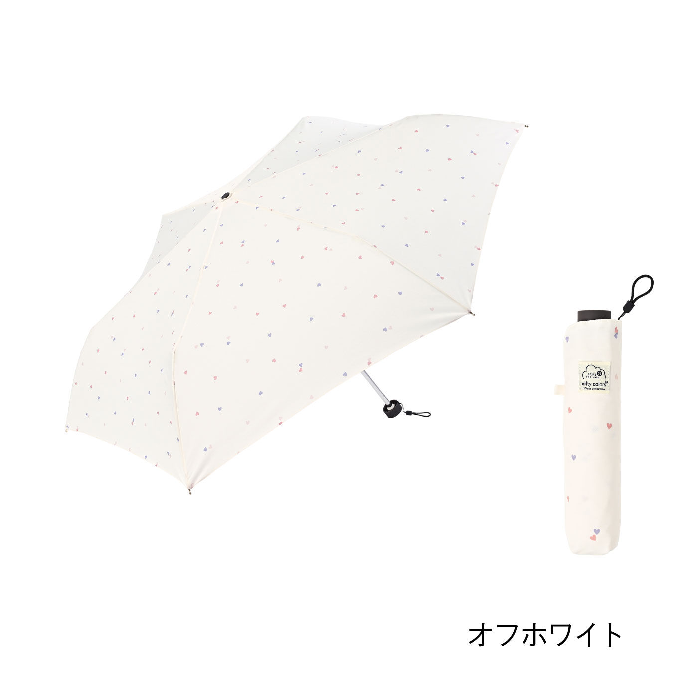 FELISSIMO PARTNERS|ちょっと大きめ折りたたみ雨傘　ミックスハート