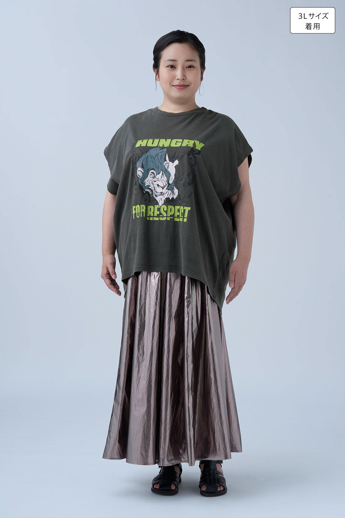 MEDE19F|【Disney】 ノースリーブTシャツの会〈ヴィランズ〉のコーディネート|身長：160cm バスト：113cm ウエスト：90cm ヒップ：115cm 太ももまわり：63cm