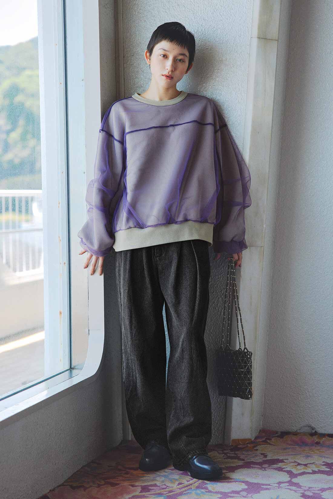 MEDE19F|MEDE19F　チュールを重ねたカラースウェット