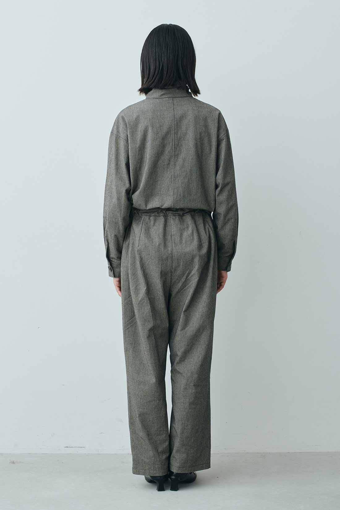 MEDE19F [メデ・ジュウキュウ]|MEDE19F　千鳥格子のオールインワン〈ブラック〉|モデル身長：163cm　着用サイズ：M