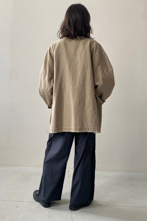 MEDE19F|古着屋でみつけたような、オーバーサイズデニムワークＪＫＴのコーディネート|モデル身長：168cm　着用サイズ：M