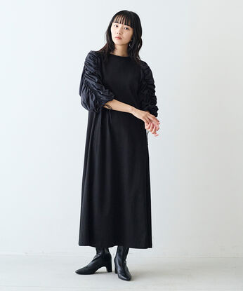 MEDE19F [メデ・ジュウキュウ] | MEDE19F 異素材スリーブワンピース〈ブラック×ホワイト〉