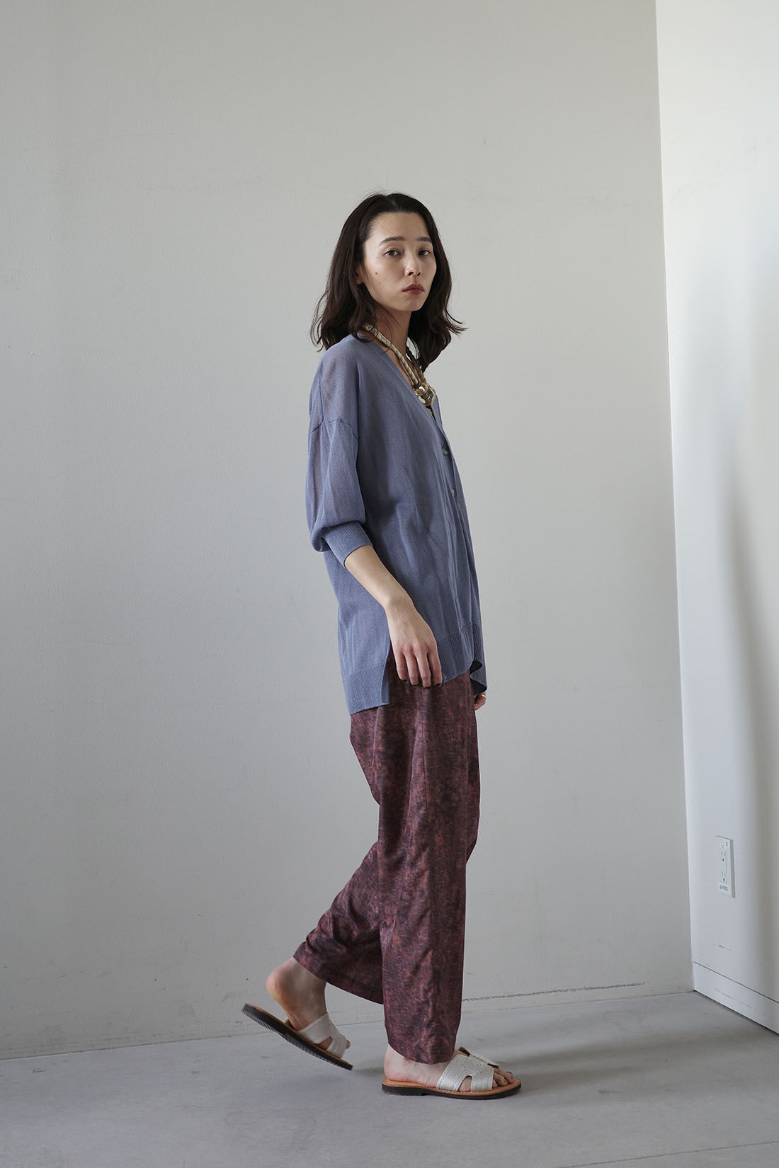 MEDE19F [メデ・ジュウキュウ]|接触冷感素材 シアーニットカーディガンのコーディネート