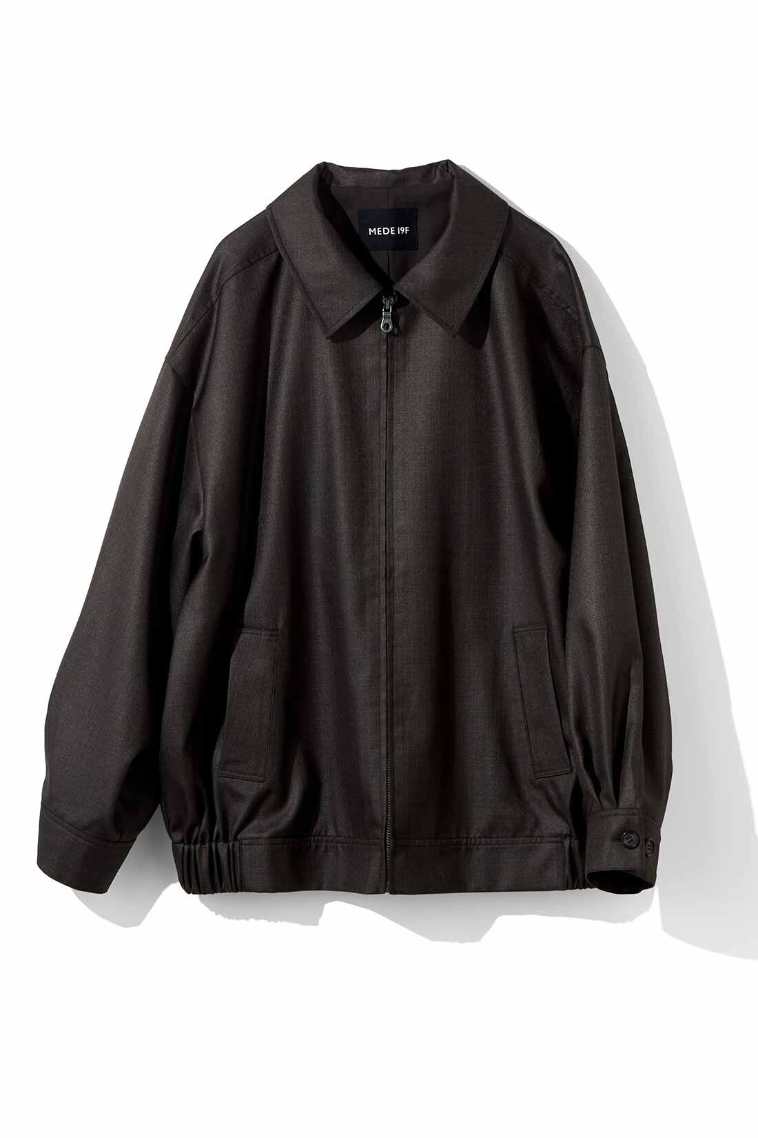 MEDE19F [メデ・ジュウキュウ]|MEDE19F　シャークスキンのオーバーサイズジップジャケット〈チャコールブラウン〉