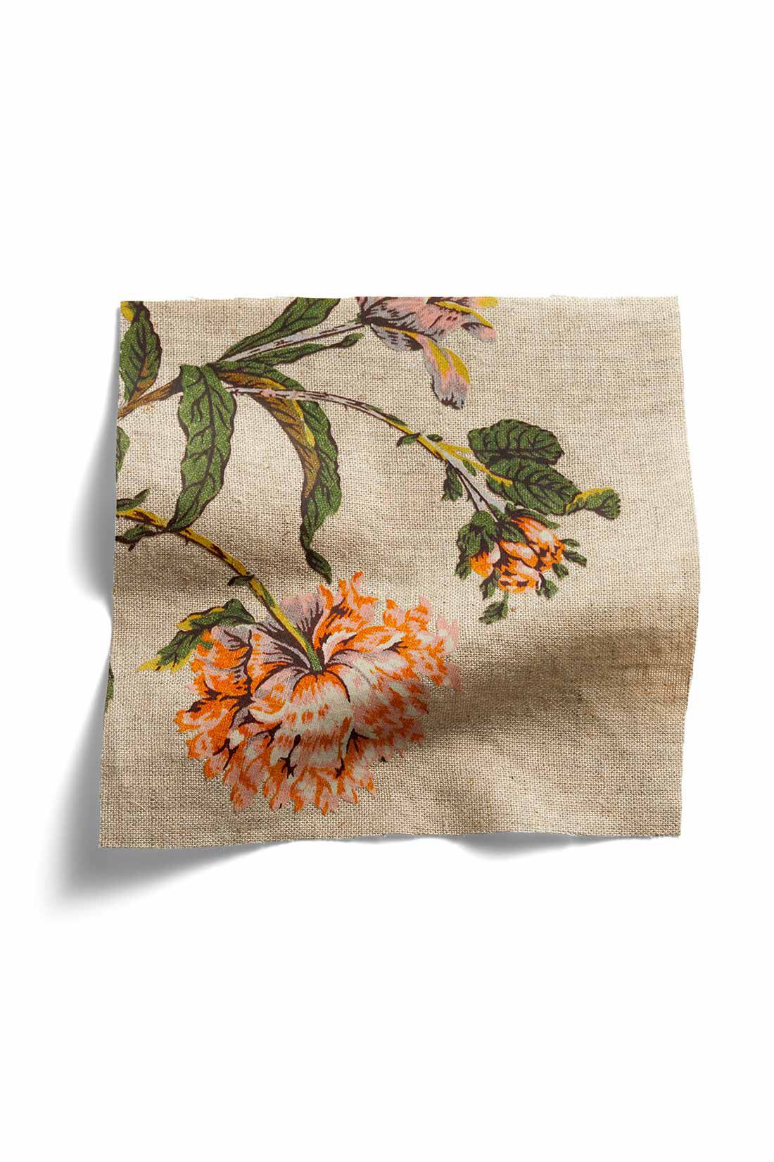 MEDE19F|MEDE19F　ミュルーズモダン〈「ミュルーズ染織美術館」アーカイブコレクション〉モチーフプリントパンツ〈リネンベージュ〉|リネンのナチュラルな風合いと、レーヨンのしなやかさが両立。