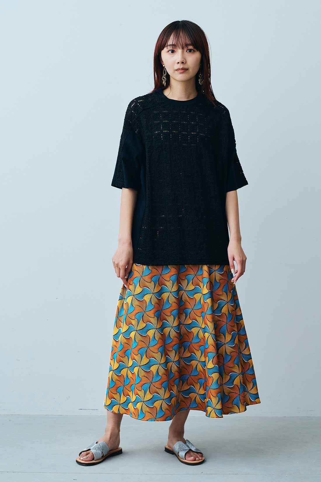 MEDE19F|MEDE19F　アフリカンプリント柄スカート|モデル身長：167cm　着用サイズ：M