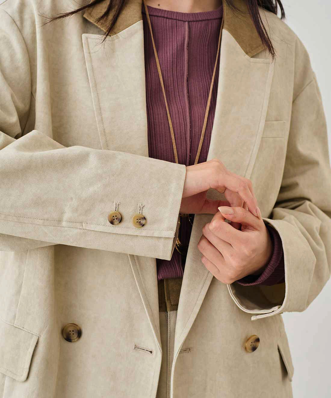 MEDE19F [メデ・ジュウキュウ]|MEDE19F　ヴィンテージライクチノ素材のリラックスジャケット〈ベージュ〉