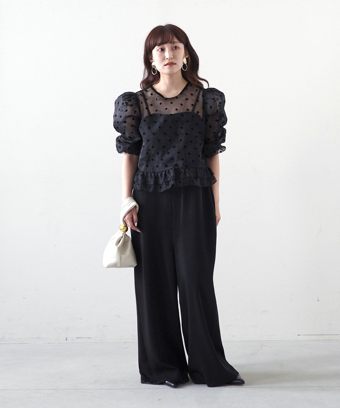 MEDE19F|高山都さんコラボ　ドレスライクオールインワンのコーディネート|モデル身長： 156cm　Mサイズ着用