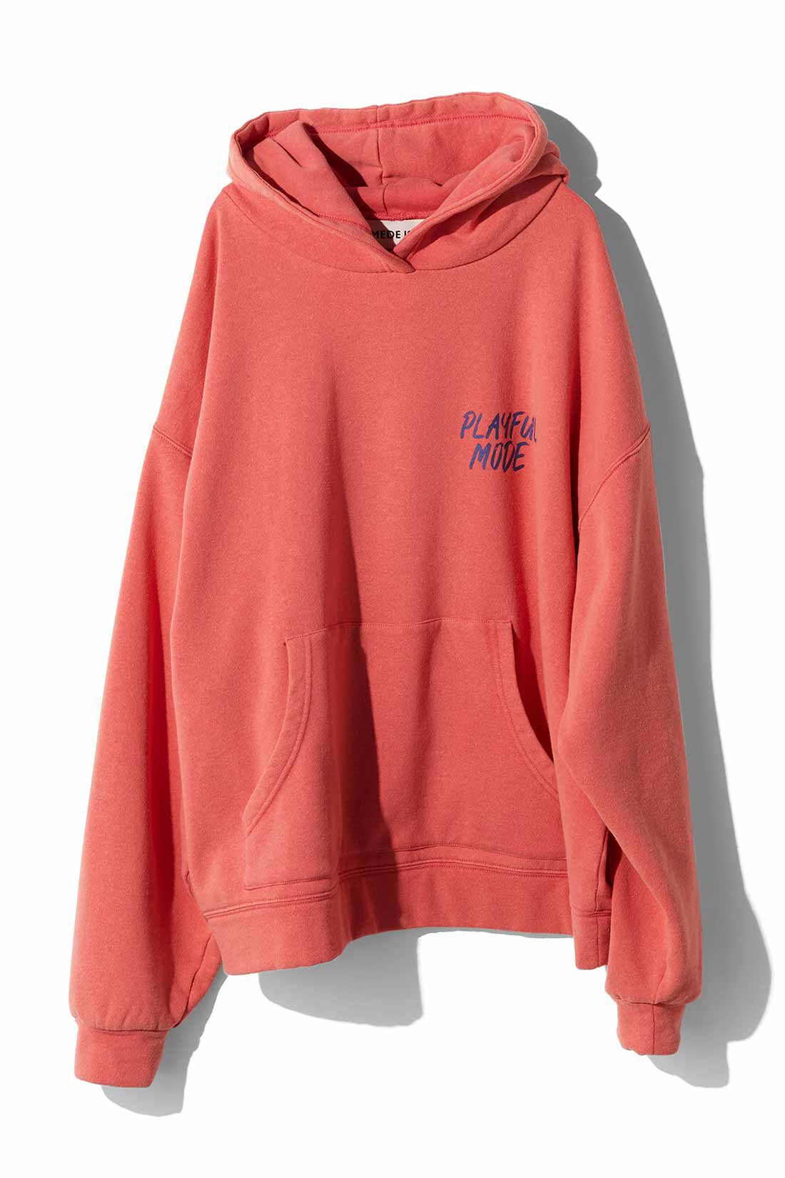 MEDE19F|MEDE19F　フェード加工をかけた ロゴ入りオーバーサイズフーディー〈レッド〉|レッド