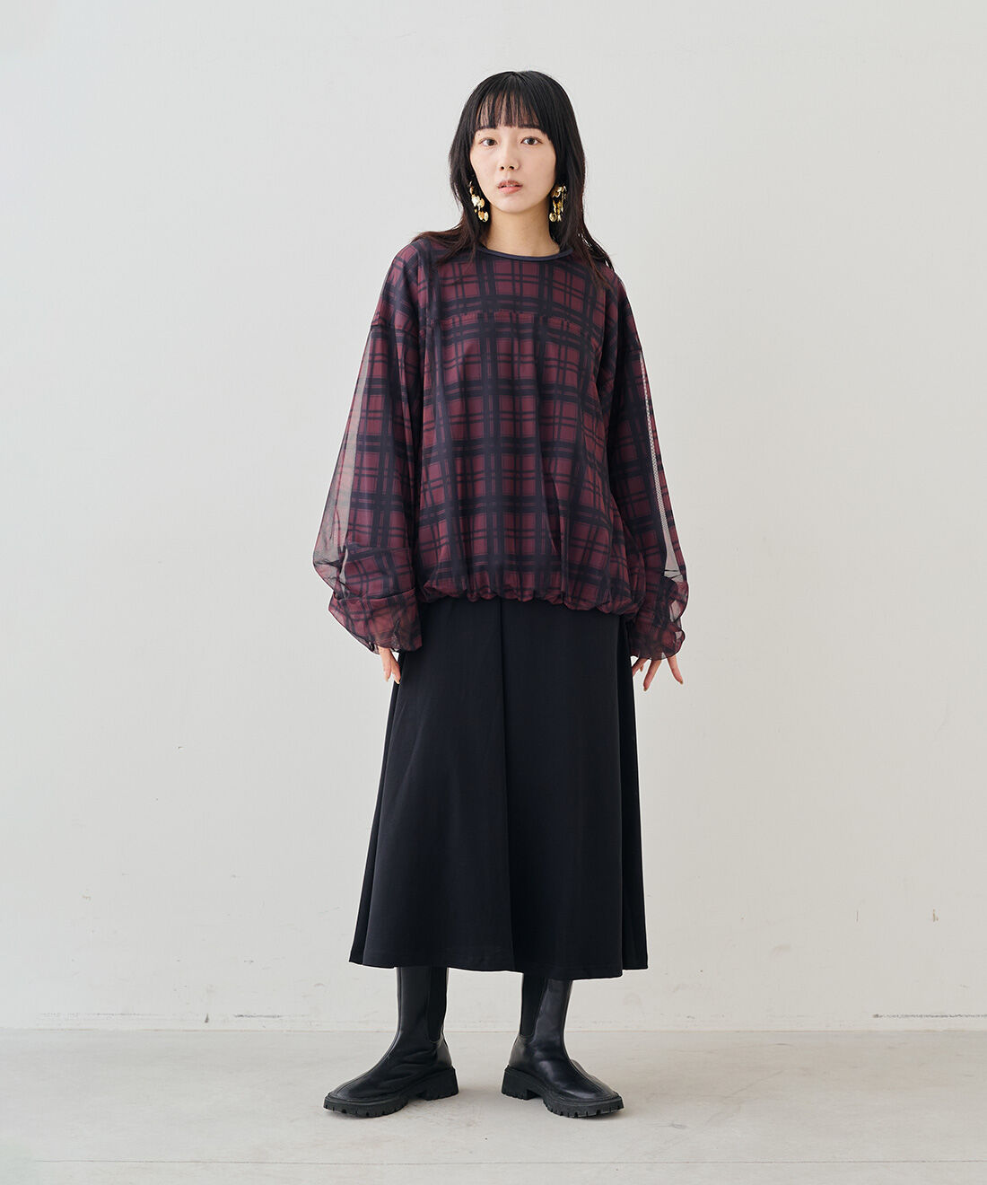 MEDE19F [メデ・ジュウキュウ]|テントライン カットソーワンピース〈ブラック〉のコーディネート