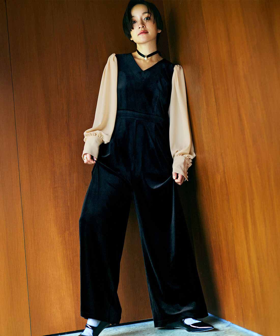 MEDE19F [メデ・ジュウキュウ]|MEDE19F 高山都さんコラボ バイカラーオールインワン〈ブラック〉