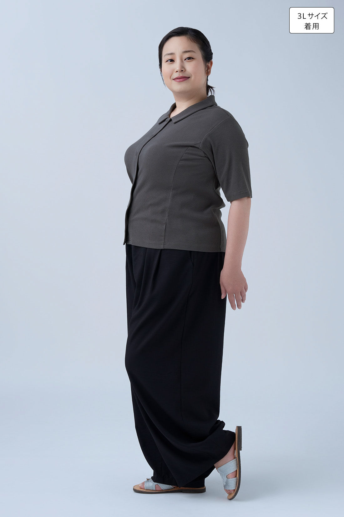 MEDE19F|ベアテレコカットソーシャツのコーディネート|身長：160cm バスト：113cm ウエスト：90cm ヒップ：115cm 太ももまわり：63cm