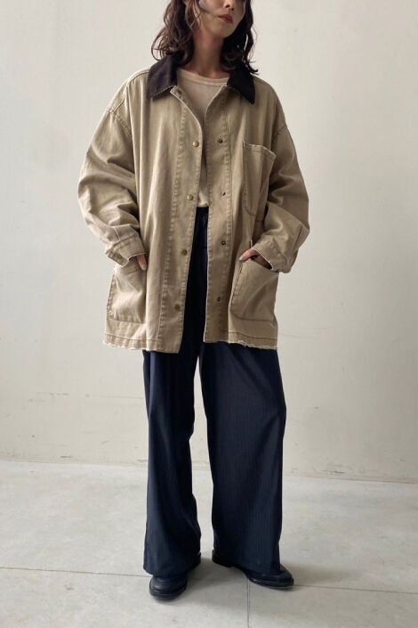 MEDE19F|古着屋でみつけたような、オーバーサイズデニムワークＪＫＴのコーディネート|モデル身長：168cm　着用サイズ：M