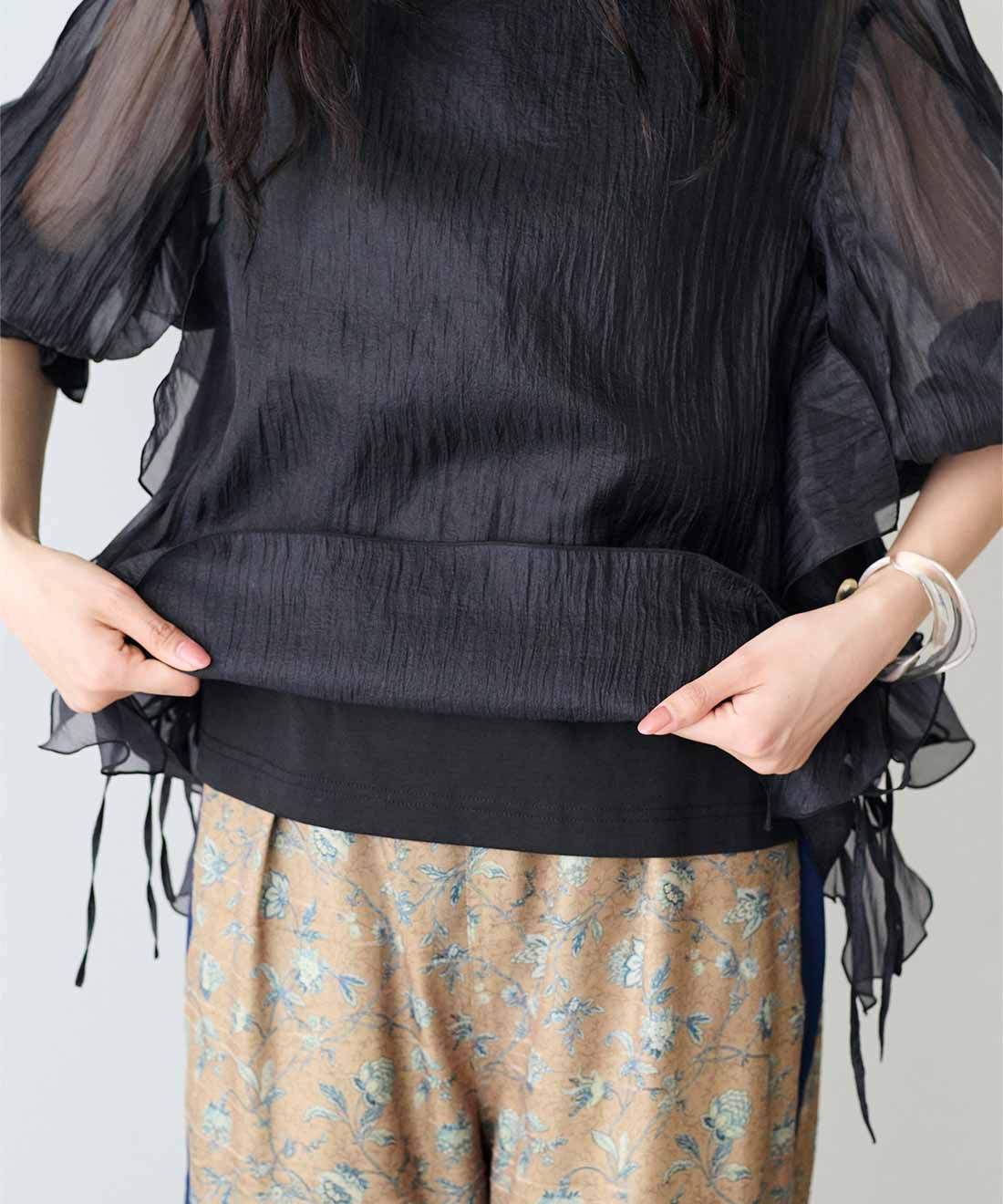 MEDE19F [メデ・ジュウキュウ]|MEDE19F たゆたうくらげのドッキングトップス|カットソーのインナートップス付きで、透けを気にせず着られます。