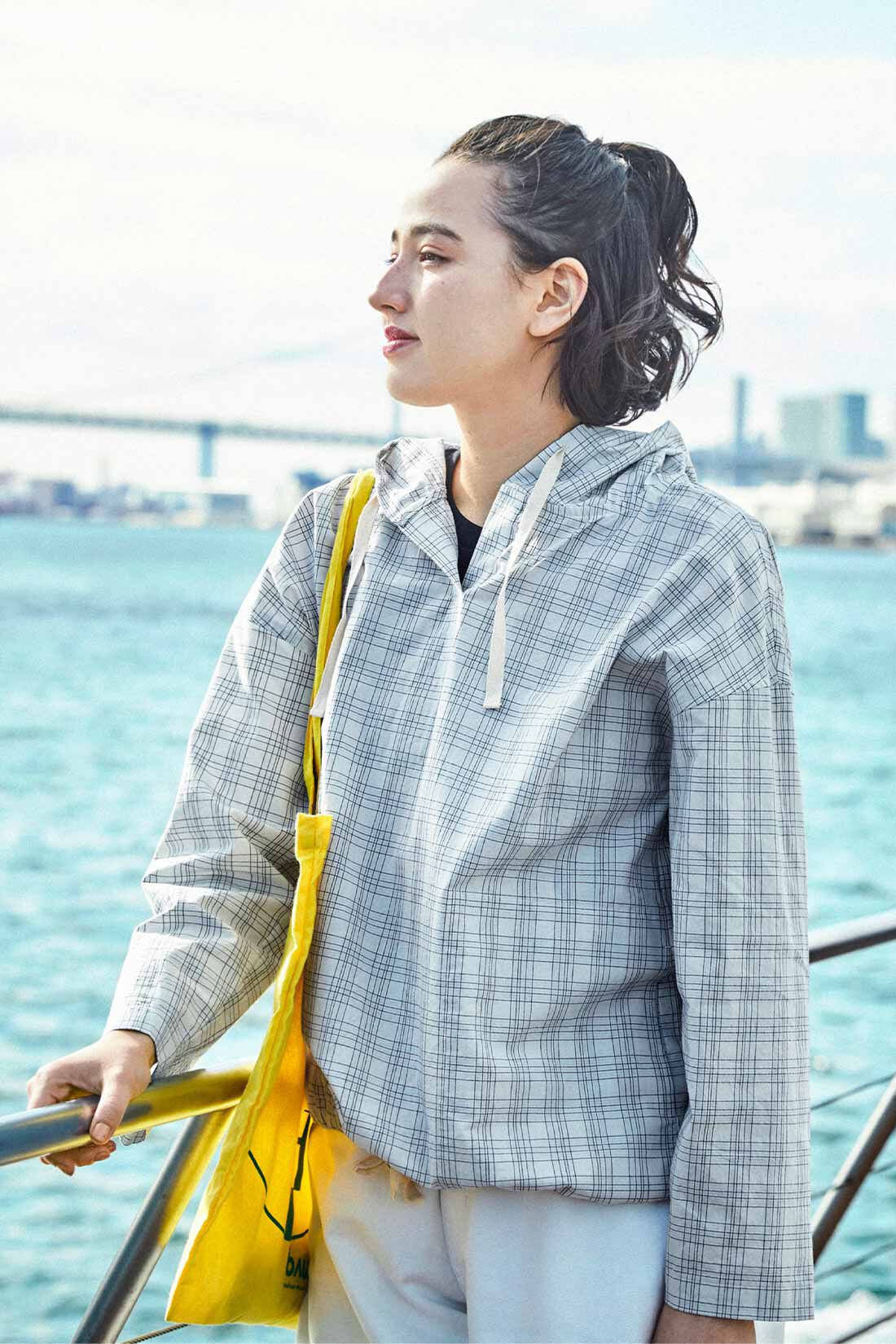 THREE FIFTY STANDARD|THREE FIFTY STANDARD チェックのフーデッドプルオーバー