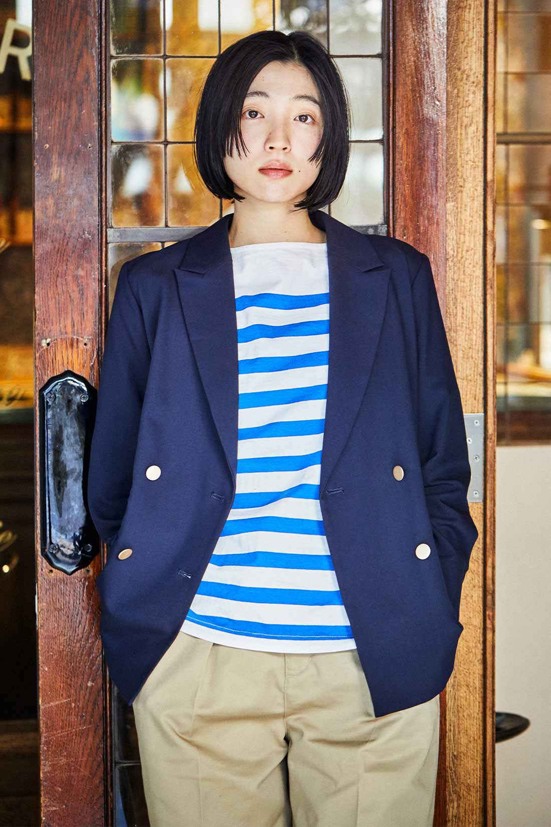 THREE FIFTY STANDARD|ダブルフロントジャケットＮＶ　ＴＦＳとパネルボーダーＴシャツ　ＴＦＳのコーディネート