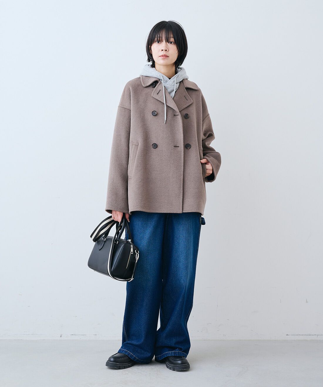 THREE FIFTY STANDARD［スリーフィフティースタンダード］|トンプキン裏毛スウェット パーカー〈杢グレー〉と11.5oz デニムのペインター パンツのコーディネート