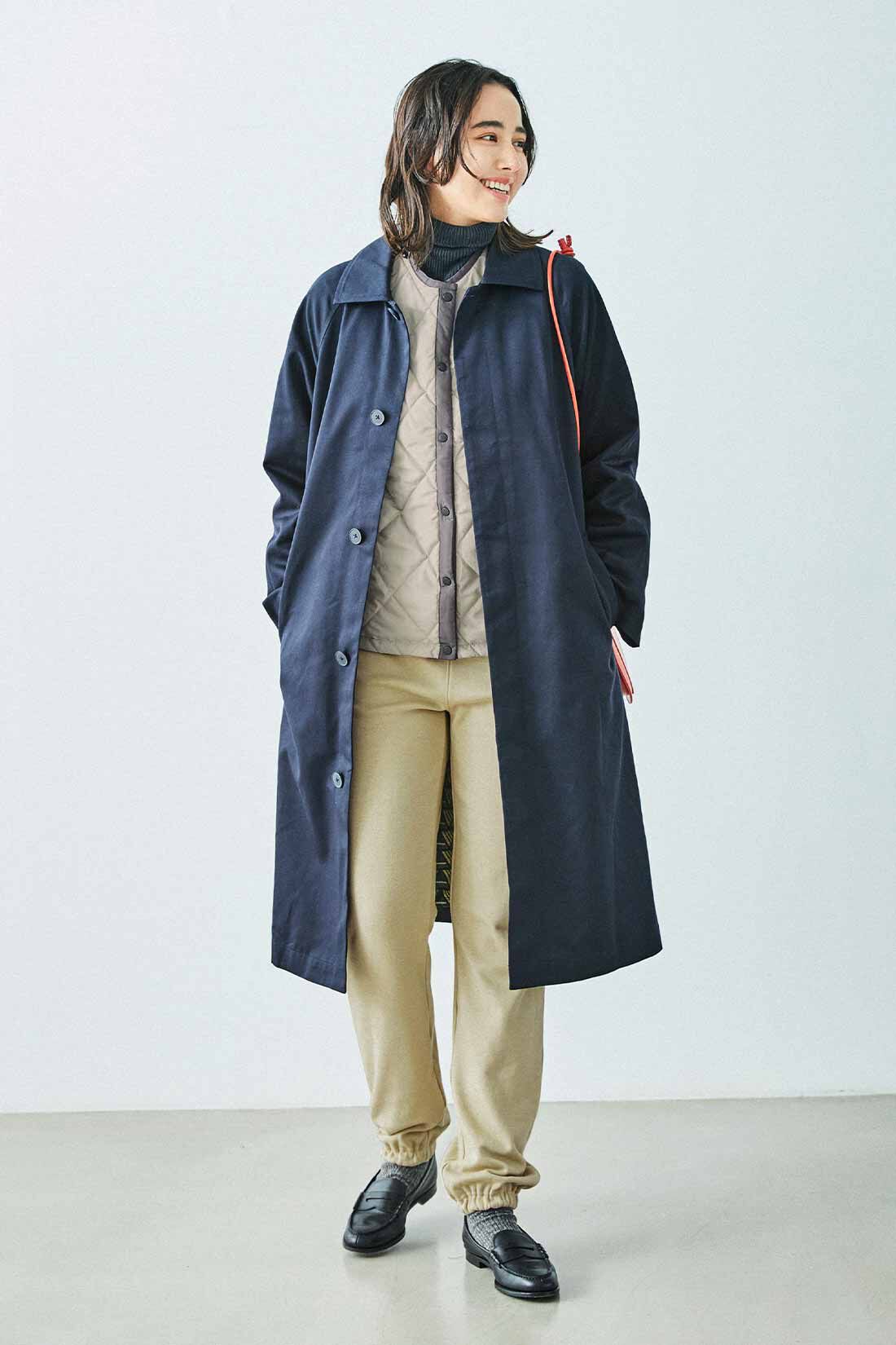 THREE FIFTY STANDARD|ミュルーズモダンコートＮＶ　ＴＦＳとコットン１００％リブタートルＴＦＳと裏シャギージョガーパンツＴＦＳのコーディネート