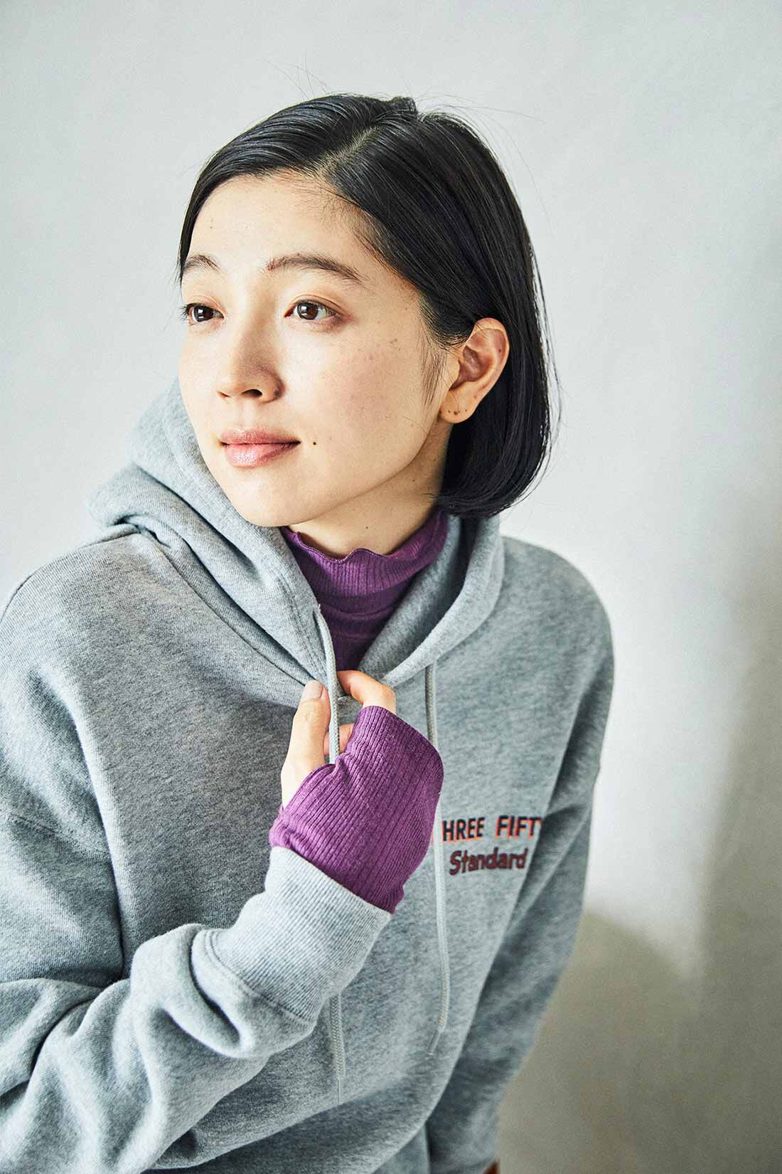 THREE FIFTY STANDARD|THREE FIFTY STANDARD ランダムテレコのカットソータートル〈パープル〉