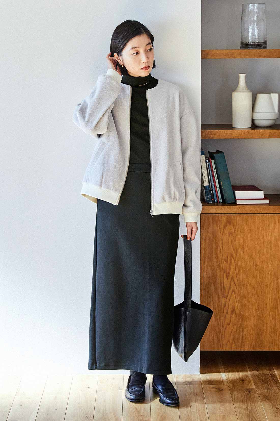 THREE FIFTY STANDARD|ダンボールニットのセットアップ〈ブラック〉のコーディネート