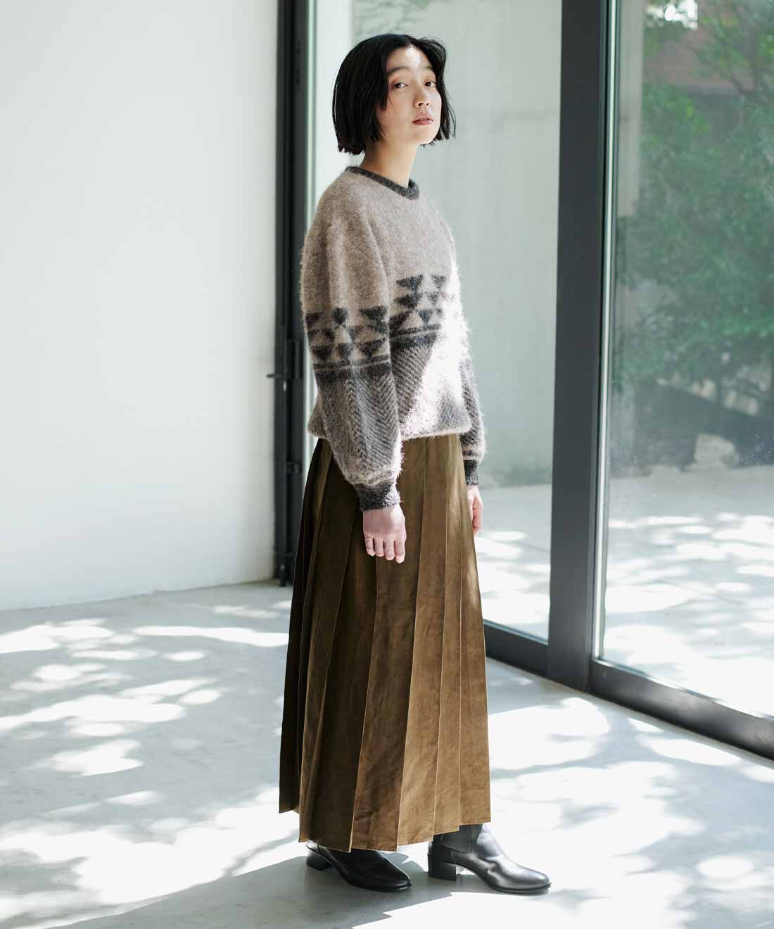 THREE FIFTY STANDARD|THREE FIFTY STANDARD　ふんわりジャカードニットセーター〈ブラウンベージュ〉