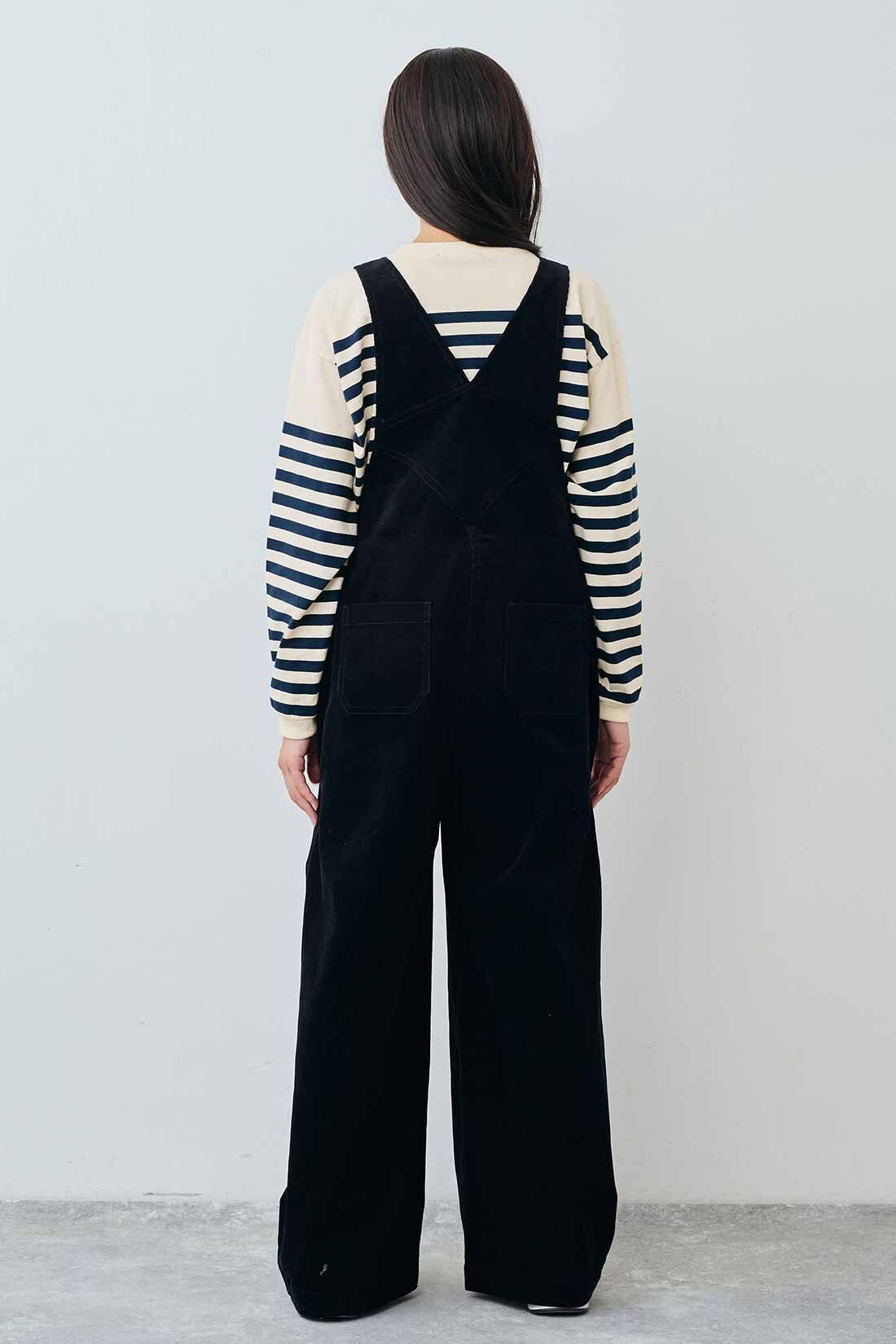 THREE FIFTY STANDARD|綿100％ クルーネックのパネルボーダーTシャツのコーディネート