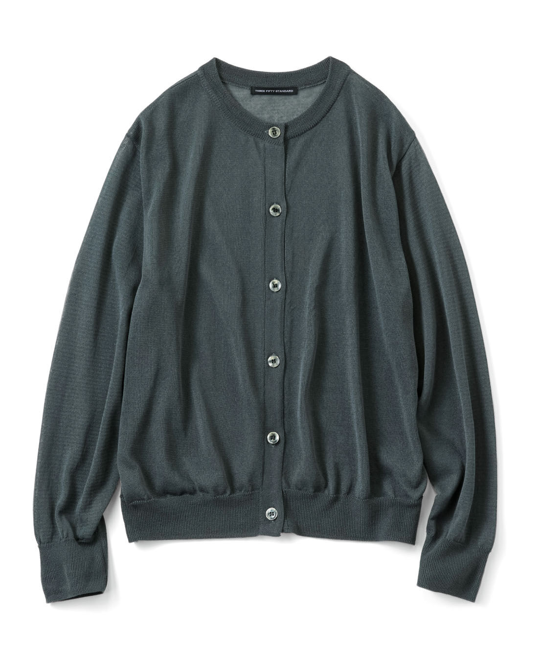 THREE FIFTY STANDARD［スリーフィフティースタンダード］|THREE FIFTY STANDARD　日本製のシアーなクルーネックカーディガン〈ダークグレー〉